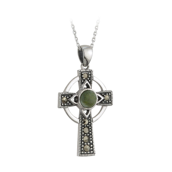 Connemara Marble Marcasite Cross