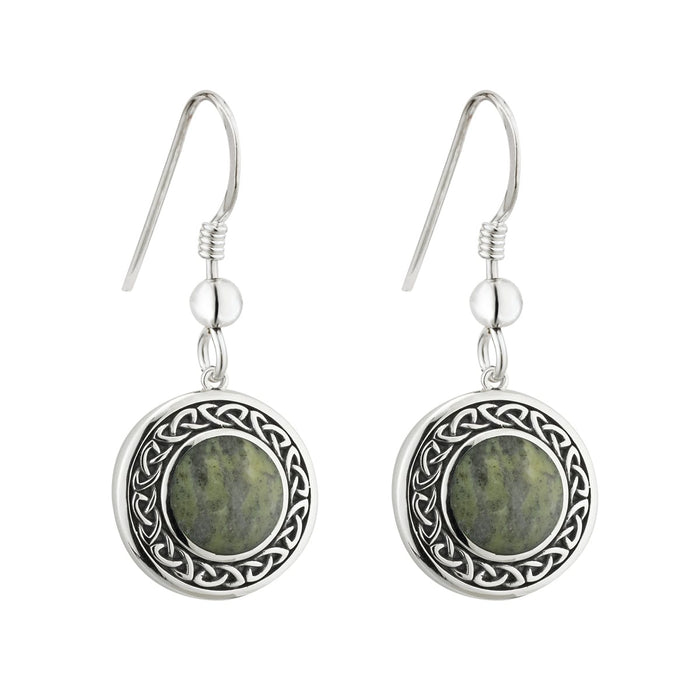 Connemara Marble Sterling Silver Celtic Drop Earrings