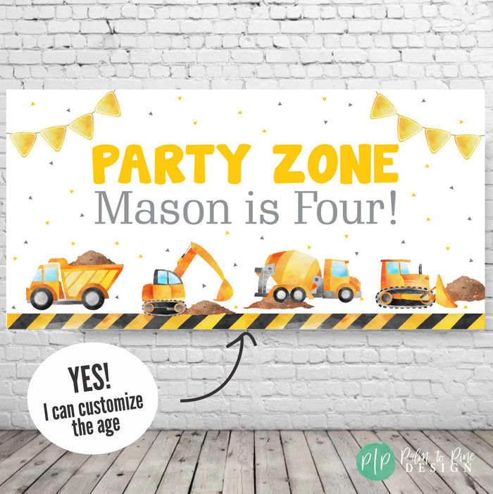 construction birthday banner