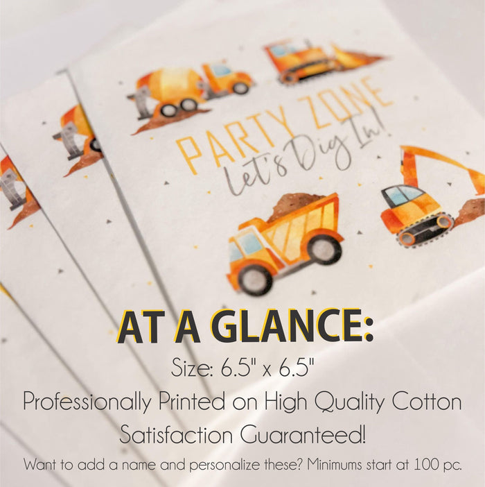 Construction Vehicles Birthday Napkins