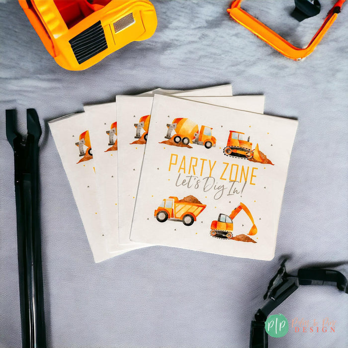 Construction Vehicles Birthday Napkins