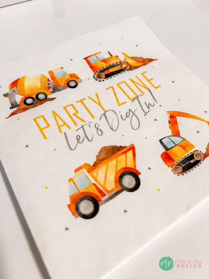 Construction Vehicles Birthday Napkins