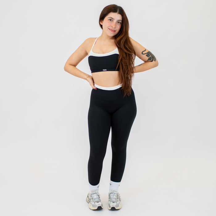 Black + White Contrast Core Legging 25" - No Front Seam - High Rise by FLEO - 3