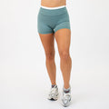 Sage Leaf + White Contrast Core Short 5" - No Front Seam - High Rise by FLEO - 1
