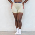 Mellow Yellow Stripe Contrast Core Short 5" - No Front Seam - High Rise by FLEO - 1