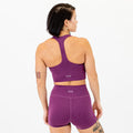 Heather Grape Kiss Core T Back Crop Tank - Fitted