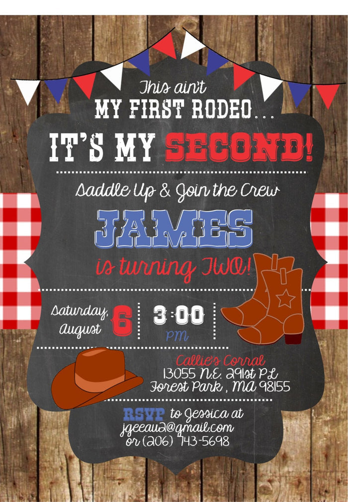 Cowboy First Birthday Invitation