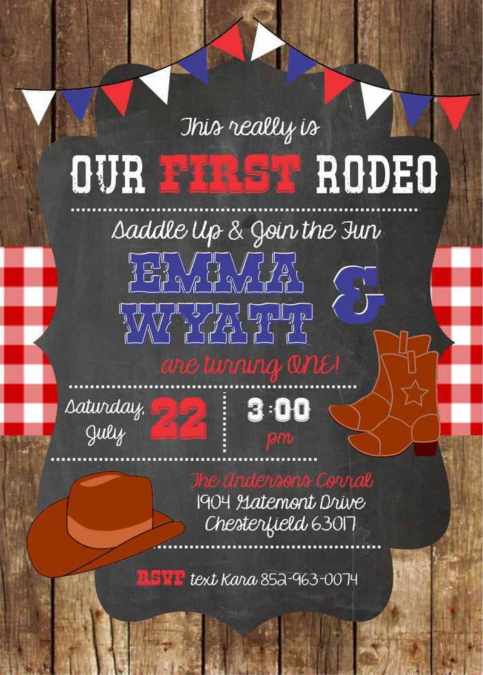 Cowboy First Birthday Invitation