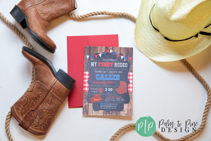 Cowboy First Birthday Invitation