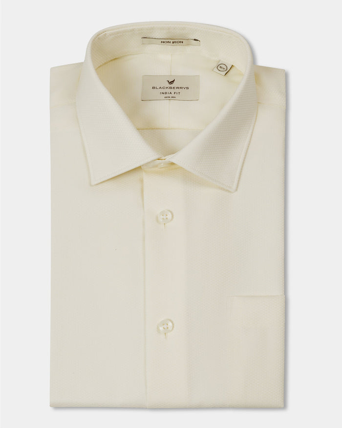 Cream Non Iron Textured Shirt - P31