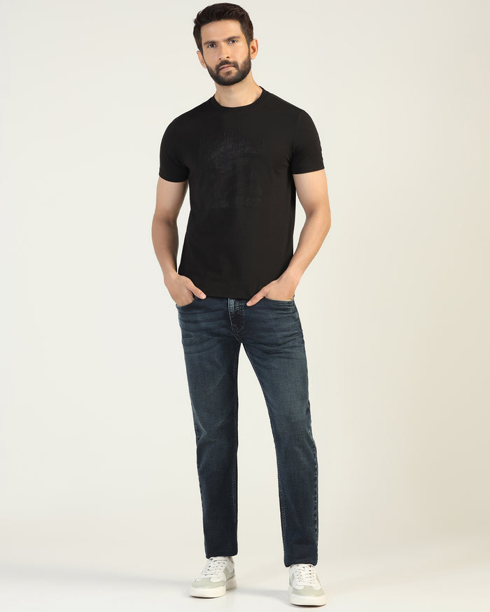 Crew Neck Black Printed T-Shirt - Badger