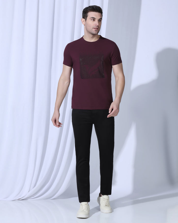 Crew Neck Fig Printed T-Shirt - Badger