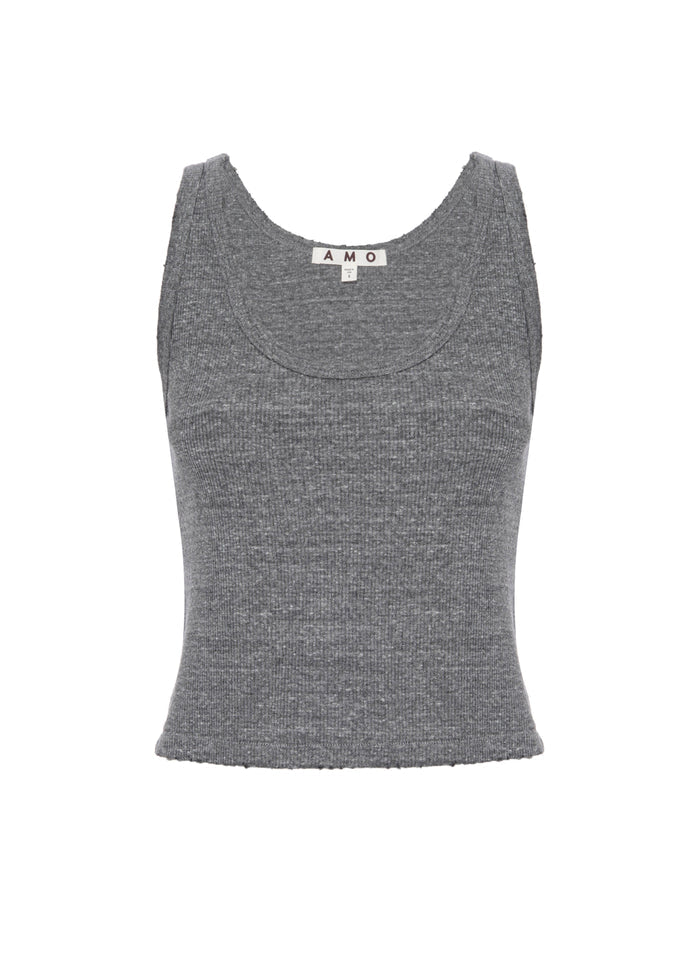 Crop Rib Tank (Heather Grey)