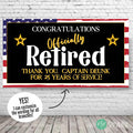 Military Retirement Banner with American Flag Background