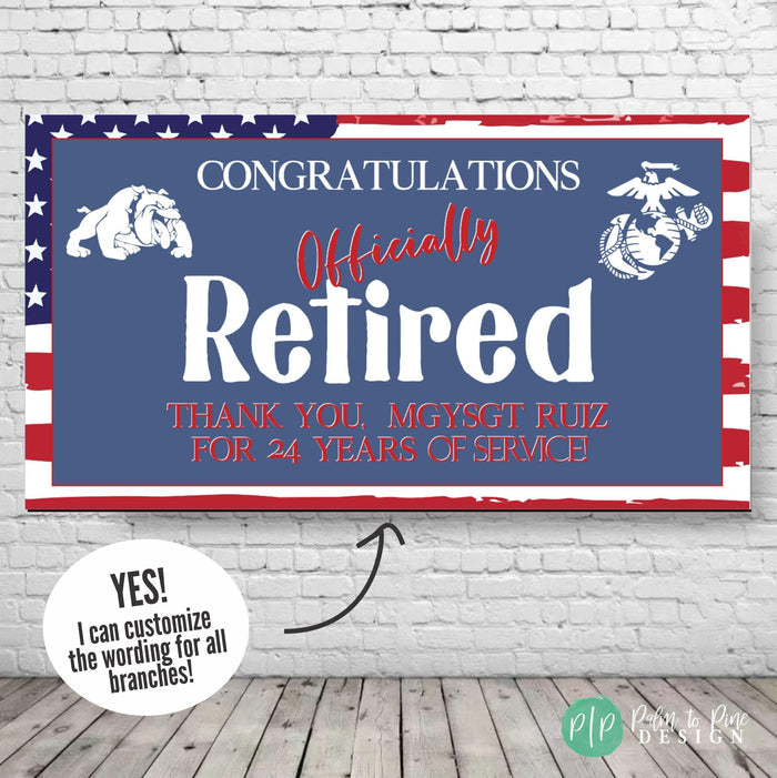 military retirement decorations with american flag background