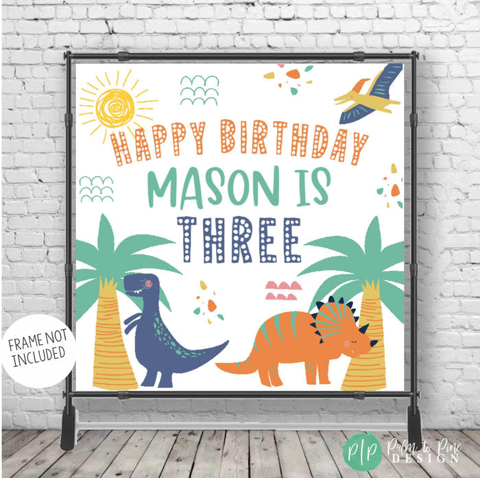 step and repeat dinosaur birthday banner