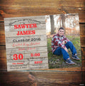 Custom high school graduation party invitation, personalized with graduate's name and details