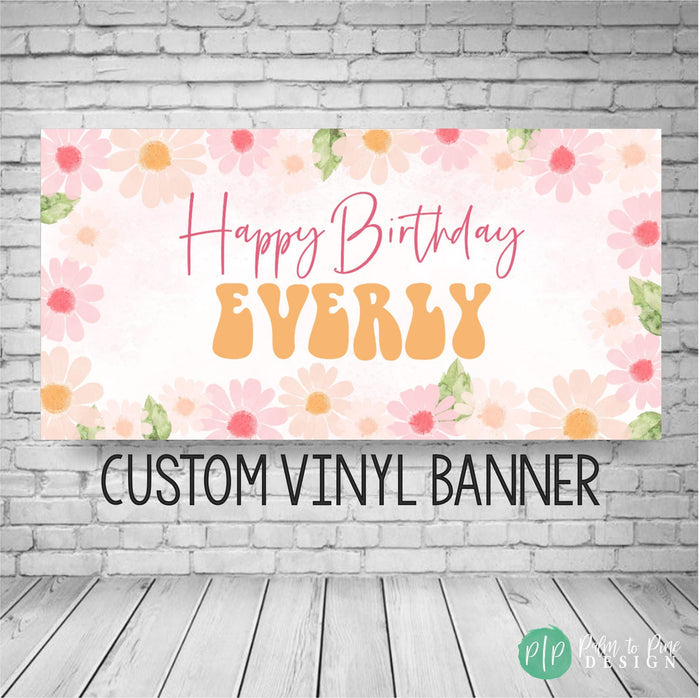 Girls Daisy Birthday Banner