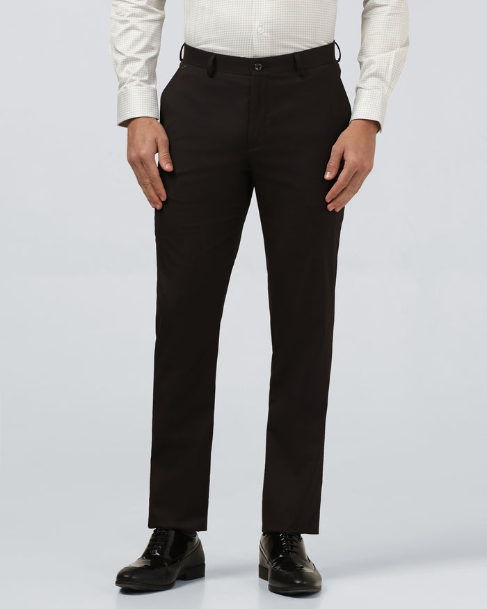 Dark Brown Solid Trouser - Marco