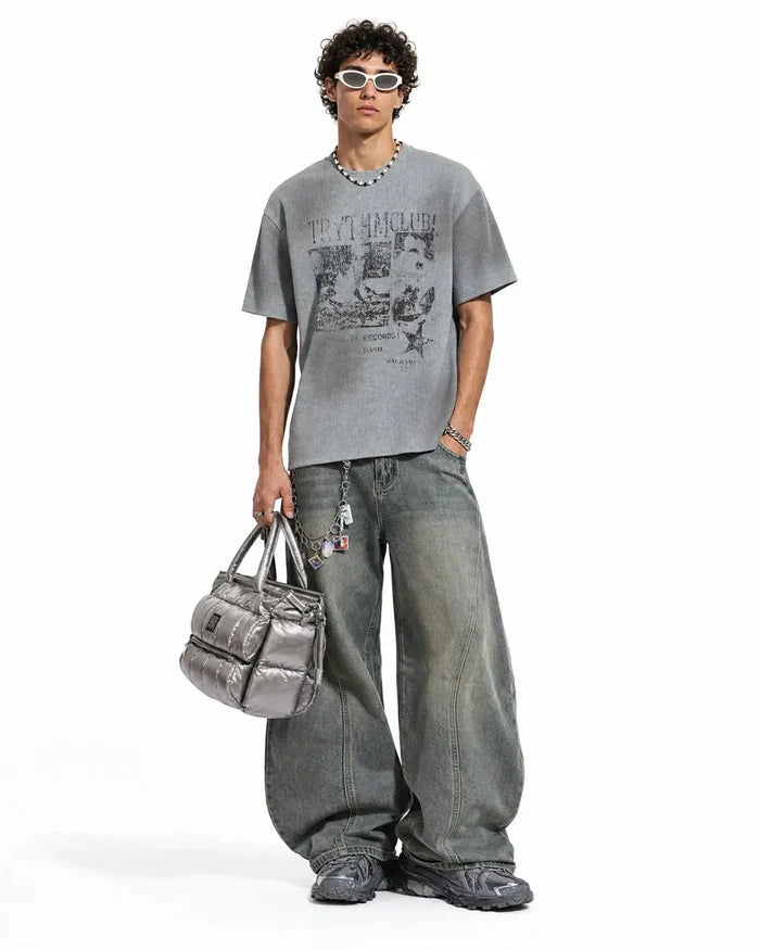Distressed Graphic Waffle Tee | Inflation Streetwear