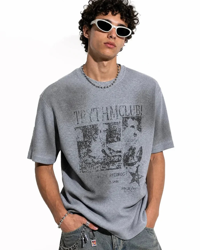 Distressed Graphic Waffle Tee | Inflation Streetwear
