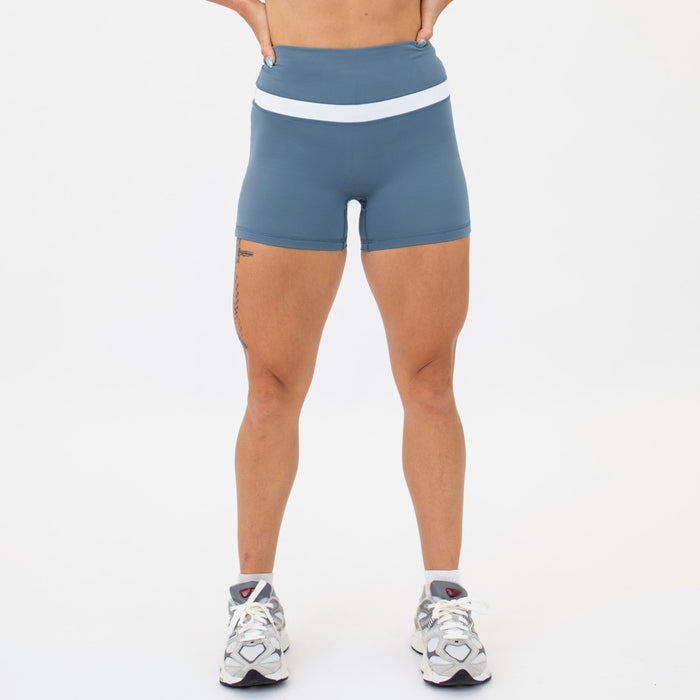 Slate Blue/White Double Take Spandex Shorts