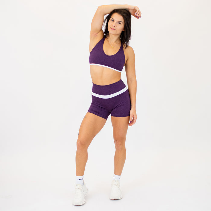 Heather Blackberry and White Double Take Spandex Shorts -3