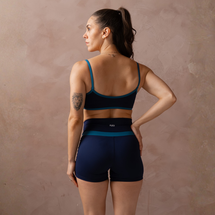 Classic Navy + Ink Blue Double Take Short 4" - No Front Seam - Higher Rise by FLEO - 3