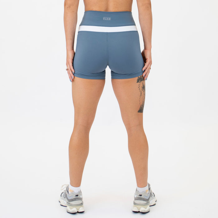 Slate Blue/White Double Take Spandex Shorts