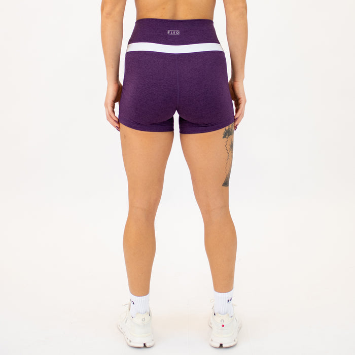 Heather Blackberry and White Double Take Spandex Shorts -6