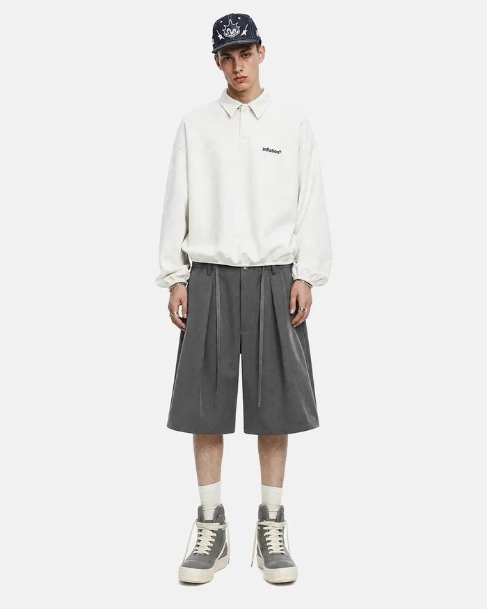Drawstring Wide-Leg Tailored Shorts | Inflation Streetwear
