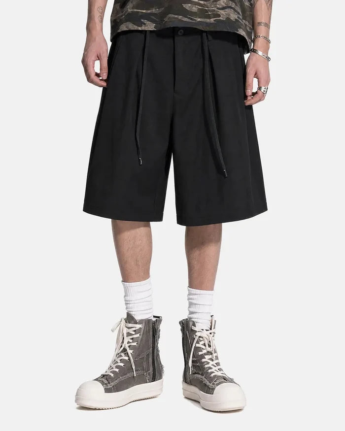 Drawstring Wide-Leg Tailored Shorts | Inflation Streetwear