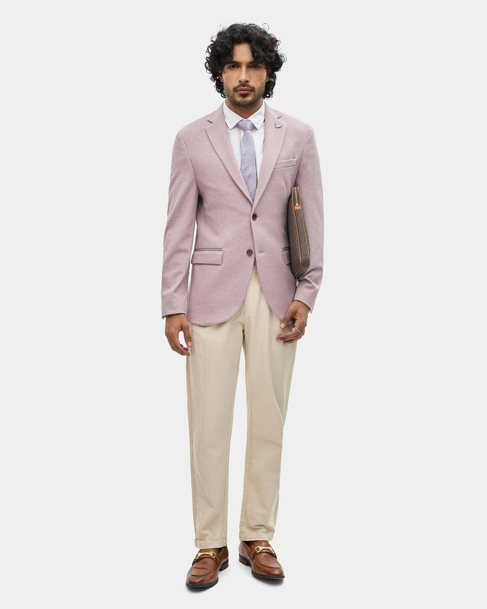 Dusty Pink Textured Blazer - Celebo