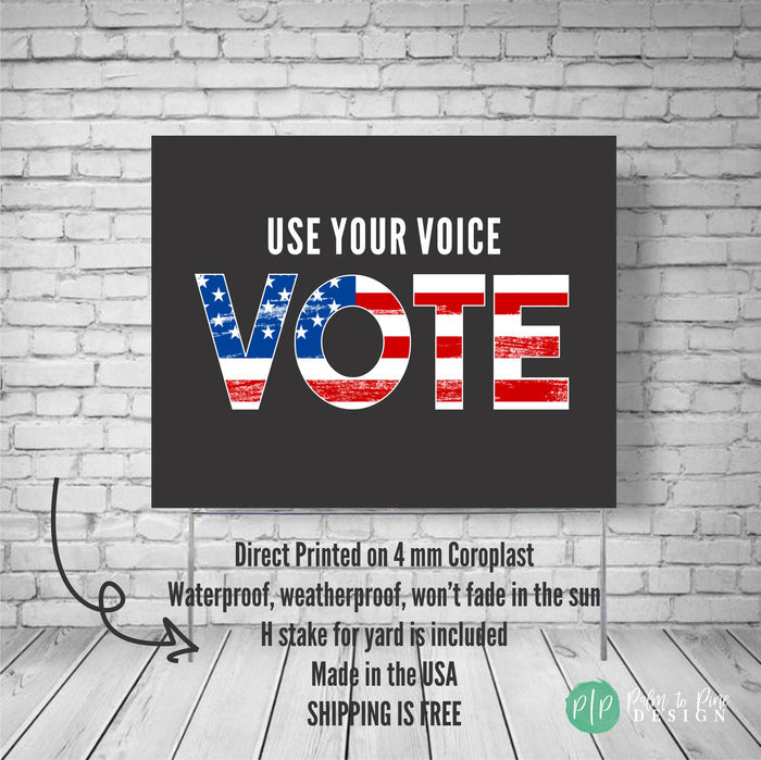 Election Vote Yard Sign with USA Flag