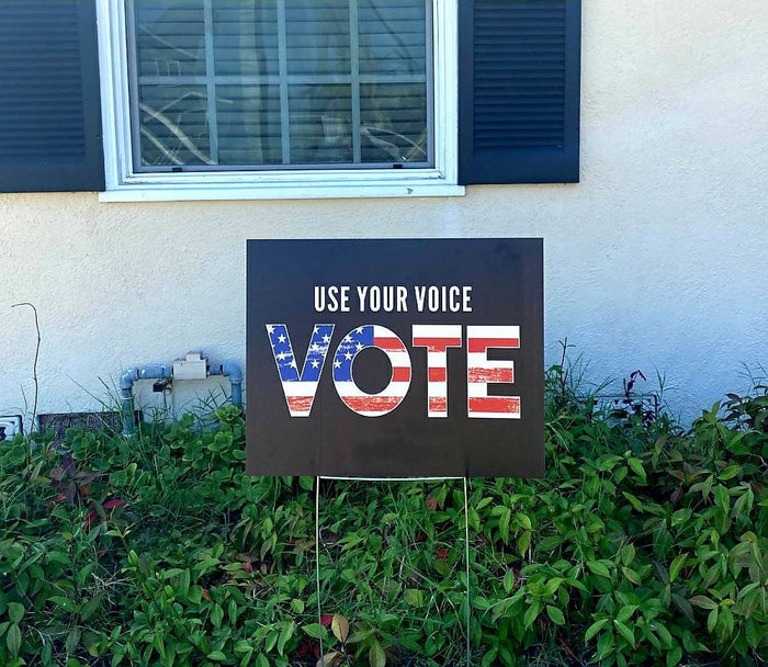 Election Vote Yard Sign with USA Flag