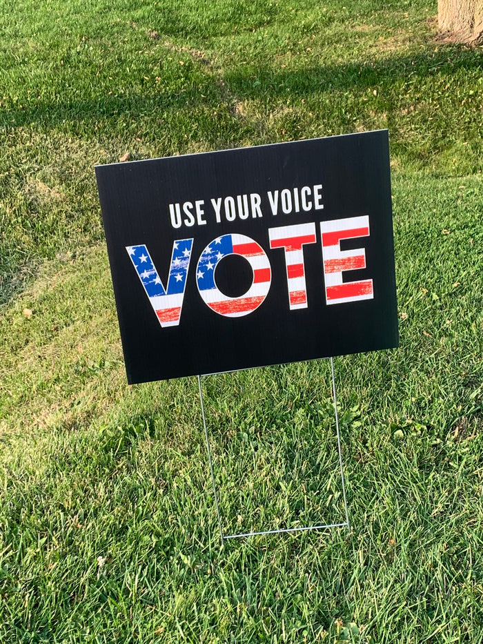 Election Vote Yard Sign with USA Flag