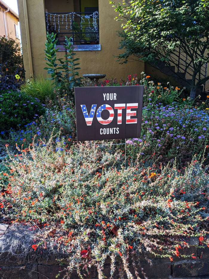 Election Vote Yard Sign with USA Flag
