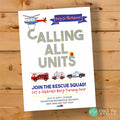 Emergency Vehicle Birthday Invitation