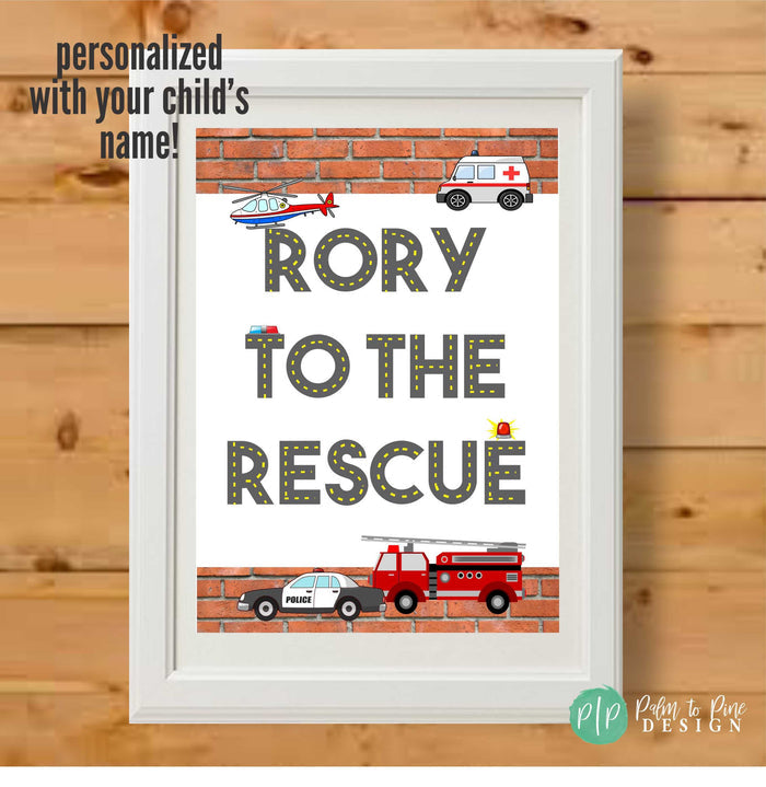 Emergency Vehicle Birthday Invitation