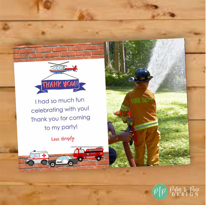 Emergency Vehicle Birthday Invitation