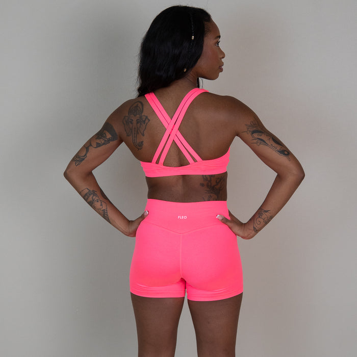 Heather Neon Strawberry Emily Sports Bra - Medium Support by FLEO - 2