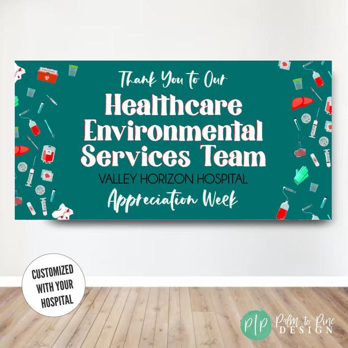 Hospital Housekeeper or Biomedical Waste Technician appreciation banner to celebrate EVS week