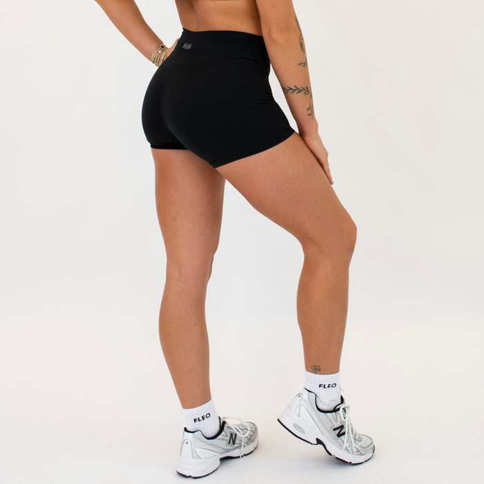 Black No Front Seam High Rise Spandex Shorts