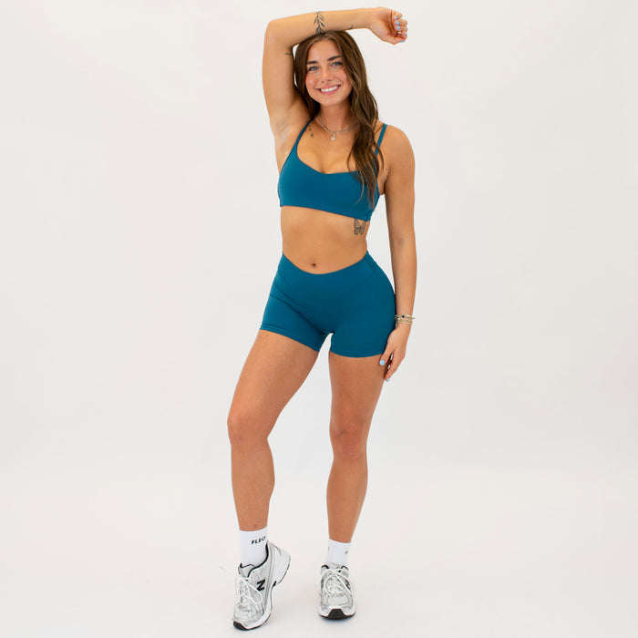 Ink Blue No Front Seam High Rise Spandex Shorts