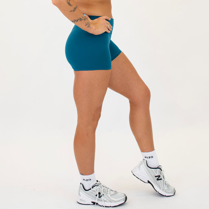 Ink Blue No Front Seam High Rise Spandex Shorts