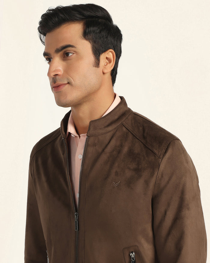 Formal Tan Solid Zipper Jacket - Gosling