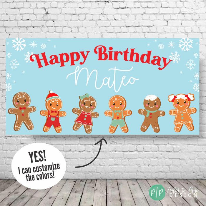 gingerbread banner with gingerbread cookie men and girls