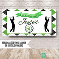golf birthday banner for men with let's par-tee theme