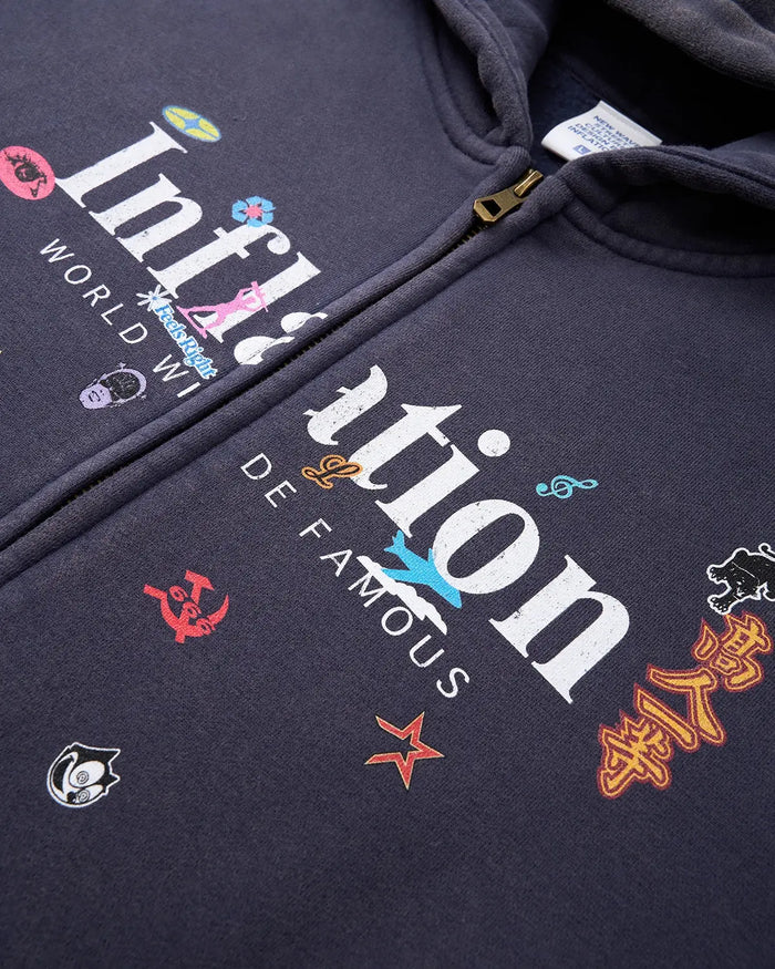 Graphic Acid Washed Zip Up Hoodies | Inflation Streetwear