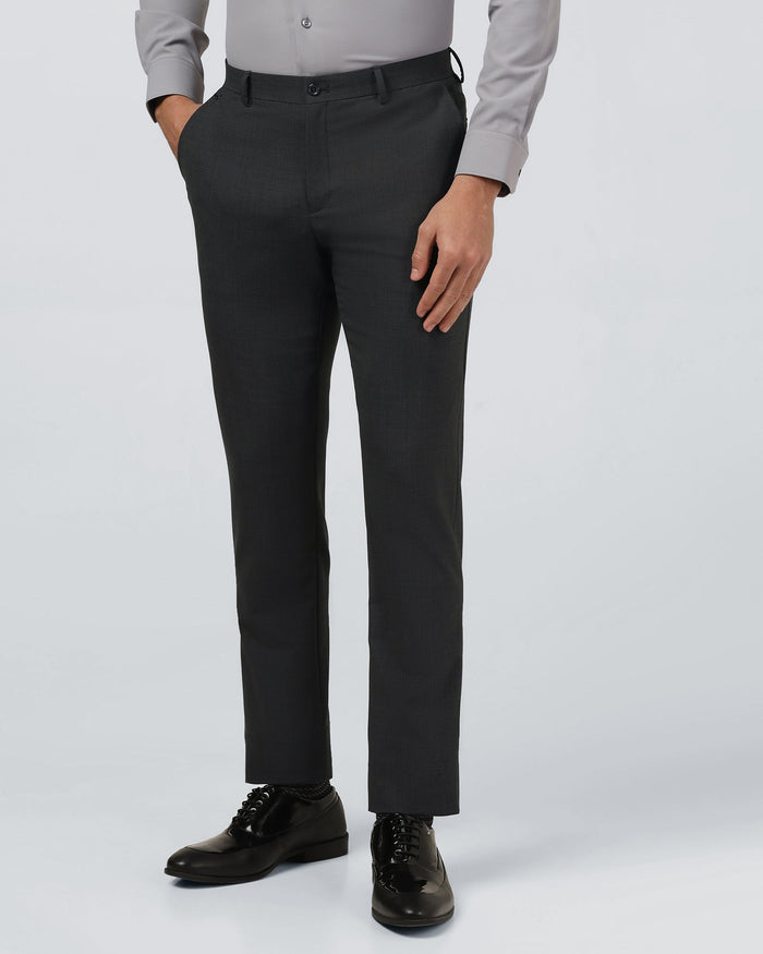 Grey Melange Textured Trouser - Dixon